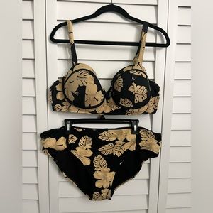 Swimsuits for All bikini, black and tan, size 16